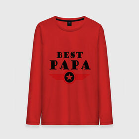 Мужской лонгслив хлопок с принтом Best papa logo в Петрозаводске, 100% хлопок |  | best papa logo | мужу | отец | папа | папе | подарок папе | самые лучшие