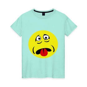 Женская футболка хлопок с принтом Грустный смайл в Петрозаводске, 100% хлопок | прямой крой, круглый вырез горловины, длина до линии бедер, слегка спущенное плечо | smile | грустный | грусть | смайл | смайлик