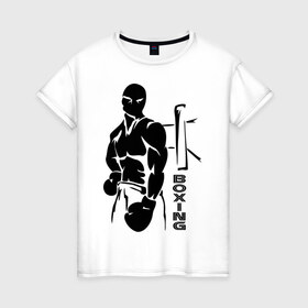 Женская футболка хлопок с принтом Boxing ring в Петрозаводске, 100% хлопок | прямой крой, круглый вырез горловины, длина до линии бедер, слегка спущенное плечо | boxing | бокс | боксер | ринг | спорт