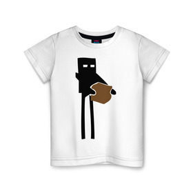 Детская футболка хлопок с принтом Enderman в Петрозаводске, 100% хлопок | круглый вырез горловины, полуприлегающий силуэт, длина до линии бедер | enderman | minecraft | игры | компьютерные игры | майнкрафт