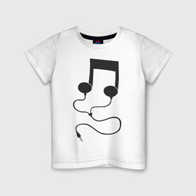 Детская футболка хлопок с принтом Наушники нота в Петрозаводске, 100% хлопок | круглый вырез горловины, полуприлегающий силуэт, длина до линии бедер | dj | rnb | ди джей | для dj | клубные | наушники | нота