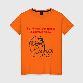 Женская футболка хлопок с принтом Тренировки не каждый день в Петрозаводске, 100% хлопок | прямой крой, круглый вырез горловины, длина до линии бедер, слегка спущенное плечо | 