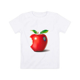 Детская футболка хлопок с принтом откусанное яблоко в Петрозаводске, 100% хлопок | круглый вырез горловины, полуприлегающий силуэт, длина до линии бедер | apple | вкусное | девушкам | фрукты | фрукты и ягоды | яблоко