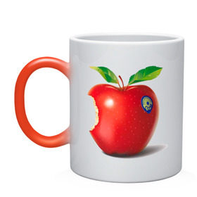 Кружка хамелеон с принтом откусанное яблоко в Петрозаводске, керамика | меняет цвет при нагревании, емкость 330 мл | apple | вкусное | девушкам | фрукты | фрукты и ягоды | яблоко