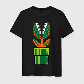 Мужская футболка хлопок с принтом mario flower в Петрозаводске, 100% хлопок | прямой крой, круглый вырез горловины, длина до линии бедер, слегка спущенное плечо. | 