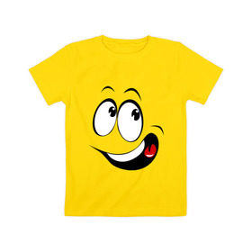 Детская футболка хлопок с принтом Смайл_01 в Петрозаводске, 100% хлопок | круглый вырез горловины, полуприлегающий силуэт, длина до линии бедер | smile | позитив | рожица | смайл | смайлик
