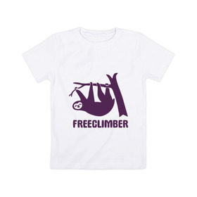 Детская футболка хлопок с принтом Freeclimber в Петрозаводске, 100% хлопок | круглый вырез горловины, полуприлегающий силуэт, длина до линии бедер | climb | freeclimber | альпинизм | альпинисты | горы | скалолазанье | скалолазы | спорт