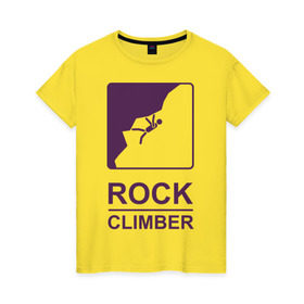 Женская футболка хлопок с принтом Rock climber в Петрозаводске, 100% хлопок | прямой крой, круглый вырез горловины, длина до линии бедер, слегка спущенное плечо | climb | rock climber | альпинизм | альпинисты | горы | путь | скалолазанье | скалолазы | спорт