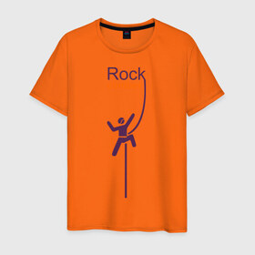 Мужская футболка хлопок с принтом Альпинист на человеке в Петрозаводске, 100% хлопок | прямой крой, круглый вырез горловины, длина до линии бедер, слегка спущенное плечо. | 