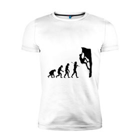 Мужская футболка премиум с принтом Эволюция альпиниста в Петрозаводске, 92% хлопок, 8% лайкра | приталенный силуэт, круглый вырез ворота, длина до линии бедра, короткий рукав | climb | climber | альпинизм | альпинист | альпинисты | горы | путь | скалолазанье | скалолазы | спорт | эволюция