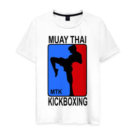 Мужская футболка хлопок с принтом Muay Thai Kickboxing в Петрозаводске, 100% хлопок | прямой крой, круглый вырез горловины, длина до линии бедер, слегка спущенное плечо. | кикбоксинг | муай тай