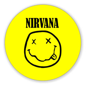Коврик круглый с принтом Nirvana logo в Петрозаводске, резина и полиэстер | круглая форма, изображение наносится на всю лицевую часть | cobain | nirvana | rock | smells like teen spirit | кобейн | нирвана | рок