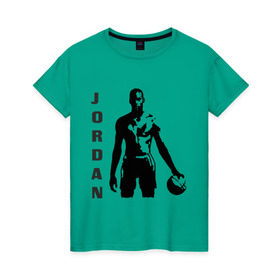 Женская футболка хлопок с принтом Michael Jordan в Петрозаводске, 100% хлопок | прямой крой, круглый вырез горловины, длина до линии бедер, слегка спущенное плечо | michel jordan | nba | джордан | майкл | нба