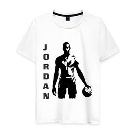 Мужская футболка хлопок с принтом Michael Jordan в Петрозаводске, 100% хлопок | прямой крой, круглый вырез горловины, длина до линии бедер, слегка спущенное плечо. | michel jordan | nba | джордан | майкл | нба
