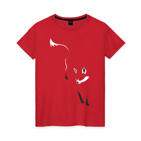 Женская футболка хлопок с принтом Лиса в Петрозаводске, 100% хлопок | прямой крой, круглый вырез горловины, длина до линии бедер, слегка спущенное плечо | девушкам | животные | лисенок | лисица