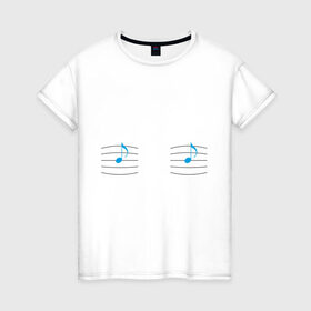 Женская футболка хлопок с принтом Си-си, ноты в Петрозаводске, 100% хлопок | прямой крой, круглый вырез горловины, длина до линии бедер, слегка спущенное плечо | грудь | музыка | нота | сиси