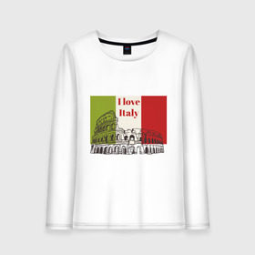 Женский лонгслив хлопок с принтом Я love Италия в Петрозаводске, 100% хлопок |  | Тематика изображения на принте: i love italy | италия | колизей | рим | флаг италии | я люблю италию