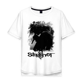 Мужская футболка хлопок Oversize с принтом slipknot corey taylor в Петрозаводске, 100% хлопок | свободный крой, круглый ворот, “спинка” длиннее передней части | metall | rock | slipknot | slipknot corey taylo | метал | металл | нью метал | панк рок | рок