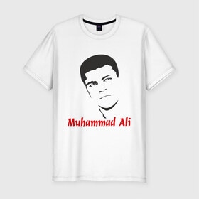 Мужская футболка премиум с принтом Muhammad Ali (2) в Петрозаводске, 92% хлопок, 8% лайкра | приталенный силуэт, круглый вырез ворота, длина до линии бедра, короткий рукав | Тематика изображения на принте: мухаммед али