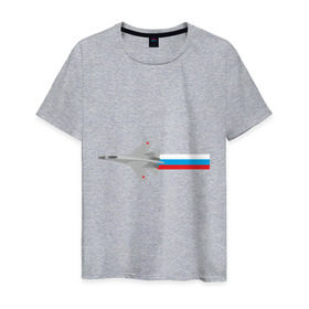 Мужская футболка хлопок с принтом Су - 35 в Петрозаводске, 100% хлопок | прямой крой, круглый вырез горловины, длина до линии бедер, слегка спущенное плечо. | ввс | военно воздушные силы | самолет | силовые структуры | су 35 | су35