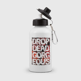 Бутылка спортивная с принтом Drop Dead, Gorgeous в Петрозаводске, металл | емкость — 500 мл, в комплекте две пластиковые крышки и карабин для крепления | drop dead