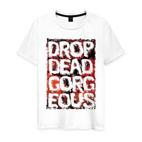 Мужская футболка хлопок с принтом Drop Dead, Gorgeous в Петрозаводске, 100% хлопок | прямой крой, круглый вырез горловины, длина до линии бедер, слегка спущенное плечо. | drop dead