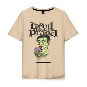 Мужская футболка хлопок Oversize с принтом the devil wears prada в Петрозаводске, 100% хлопок | свободный крой, круглый ворот, “спинка” длиннее передней части | зомби