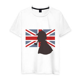 Мужская футболка хлопок с принтом Англия британский флаг в Петрозаводске, 100% хлопок | прямой крой, круглый вырез горловины, длина до линии бедер, слегка спущенное плечо. | лондон