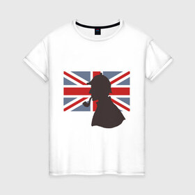Женская футболка хлопок с принтом Англия британский флаг в Петрозаводске, 100% хлопок | прямой крой, круглый вырез горловины, длина до линии бедер, слегка спущенное плечо | лондон