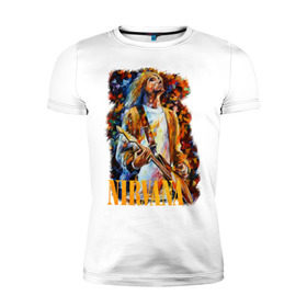 Мужская футболка премиум с принтом Nirvana Kurt Cobain в Петрозаводске, 92% хлопок, 8% лайкра | приталенный силуэт, круглый вырез ворота, длина до линии бедра, короткий рукав | kurt cobain | nirvana | курт кобейн | нирвана