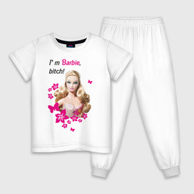 Детская пижама хлопок с принтом I\m Barbie, bitch в Петрозаводске, 100% хлопок |  брюки и футболка прямого кроя, без карманов, на брюках мягкая резинка на поясе и по низу штанин
 | Тематика изображения на принте: 90 | 90 е | barbie | барби | кукла | ностальгия