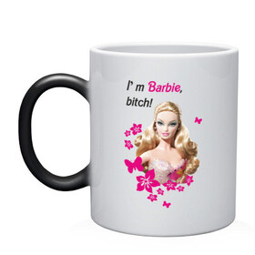 Кружка хамелеон с принтом I `m Barbie, bitch в Петрозаводске, керамика | меняет цвет при нагревании, емкость 330 мл | Тематика изображения на принте: 90 | 90 е | barbie | барби | кукла | ностальгия