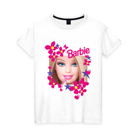 Женская футболка хлопок с принтом Барби красавица в Петрозаводске, 100% хлопок | прямой крой, круглый вырез горловины, длина до линии бедер, слегка спущенное плечо | 90 | 90 е | barbie | барби | ностальгия
