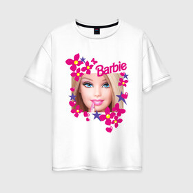 Женская футболка хлопок Oversize с принтом Барби красавица в Петрозаводске, 100% хлопок | свободный крой, круглый ворот, спущенный рукав, длина до линии бедер
 | 90 | 90 е | barbie | барби | ностальгия