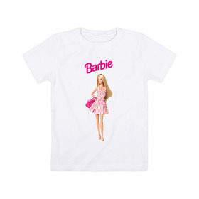 Детская футболка хлопок с принтом Барби на прогулке в Петрозаводске, 100% хлопок | круглый вырез горловины, полуприлегающий силуэт, длина до линии бедер | Тематика изображения на принте: 90 | 90 е | barbie | барби | ностальгия