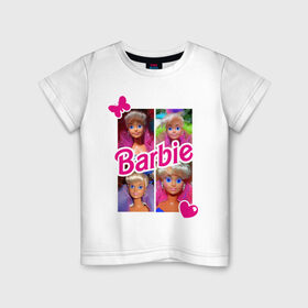 Детская футболка хлопок с принтом Куклы Барби в Петрозаводске, 100% хлопок | круглый вырез горловины, полуприлегающий силуэт, длина до линии бедер | 90 | 90 е | barbie | барби | ностальгия