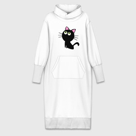 Платье удлиненное хлопок с принтом Маленький котенок в Петрозаводске,  |  | киса | котенок | котик | кошка | черная кошка | черный кот