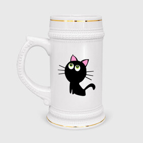 Кружка пивная с принтом Маленький котенок в Петрозаводске,  керамика (Материал выдерживает высокую температуру, стоит избегать резкого перепада температур) |  объем 630 мл | киса | котенок | котик | кошка | черная кошка | черный кот