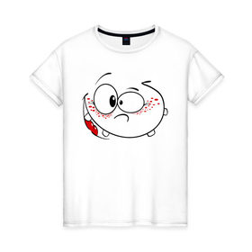 Женская футболка хлопок с принтом Самый веселый самйл в Петрозаводске, 100% хлопок | прямой крой, круглый вырез горловины, длина до линии бедер, слегка спущенное плечо | smile | позитив | радость | смайл | смайлик