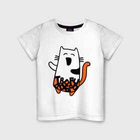 Детская футболка хлопок с принтом Твори добро в Петрозаводске, 100% хлопок | круглый вырез горловины, полуприлегающий силуэт, длина до линии бедер | Тематика изображения на принте: cat | kitty | котенок | котик | котяра | кошак