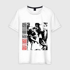 Мужская футболка хлопок с принтом GNR в Петрозаводске, 100% хлопок | прямой крой, круглый вырез горловины, длина до линии бедер, слегка спущенное плечо. | gnr | guns n roses | rock | музыка | музыкальные группы | рок | рок группы