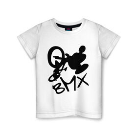 Детская футболка хлопок с принтом BMX в Петрозаводске, 100% хлопок | круглый вырез горловины, полуприлегающий силуэт, длина до линии бедер | bmx | extreme | бмх | экстрим