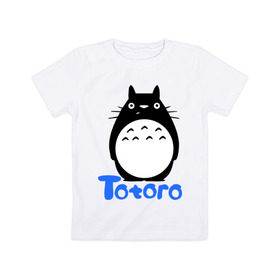 Детская футболка хлопок с принтом Totoro черный в Петрозаводске, 100% хлопок | круглый вырез горловины, полуприлегающий силуэт, длина до линии бедер | anime | totoro | аниме | анимэ. мой сосед тоторо | тоторо