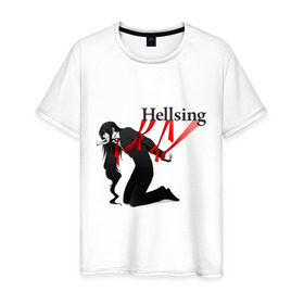 Мужская футболка хлопок с принтом Hellsing ленты в Петрозаводске, 100% хлопок | прямой крой, круглый вырез горловины, длина до линии бедер, слегка спущенное плечо. | Тематика изображения на принте: anime | hellsing | аниме | анимэ | манга | хеллсинг