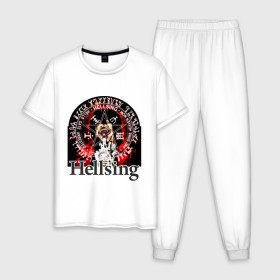 Мужская пижама хлопок с принтом Hellsing символ Алукарда в Петрозаводске, 100% хлопок | брюки и футболка прямого кроя, без карманов, на брюках мягкая резинка на поясе и по низу штанин
 | anime | hellsing | аниме | анимэ | манга | хеллсинг