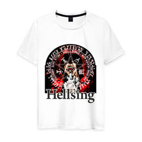 Мужская футболка хлопок с принтом Hellsing символ Алукарда в Петрозаводске, 100% хлопок | прямой крой, круглый вырез горловины, длина до линии бедер, слегка спущенное плечо. | anime | hellsing | аниме | анимэ | манга | хеллсинг