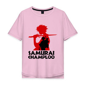 Мужская футболка хлопок Oversize с принтом Самурай Champloo в Петрозаводске, 100% хлопок | свободный крой, круглый ворот, “спинка” длиннее передней части | Тематика изображения на принте: anime | samurai champloo | аниме | анимэ | самурай чамплу