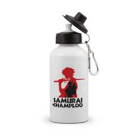 Бутылка спортивная с принтом Самурай Champloo в Петрозаводске, металл | емкость — 500 мл, в комплекте две пластиковые крышки и карабин для крепления | Тематика изображения на принте: anime | samurai champloo | аниме | анимэ | самурай чамплу