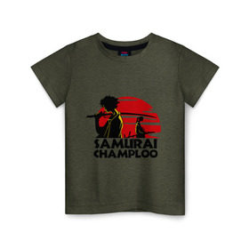 Детская футболка хлопок с принтом Самурай Champloo закат в Петрозаводске, 100% хлопок | круглый вырез горловины, полуприлегающий силуэт, длина до линии бедер | Тематика изображения на принте: anime | samurai champloo | аниме | анимэ | самурай чамплу