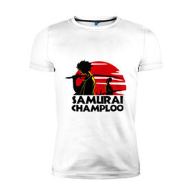 Мужская футболка премиум с принтом Самурай Champloo закат в Петрозаводске, 92% хлопок, 8% лайкра | приталенный силуэт, круглый вырез ворота, длина до линии бедра, короткий рукав | Тематика изображения на принте: anime | samurai champloo | аниме | анимэ | самурай чамплу
